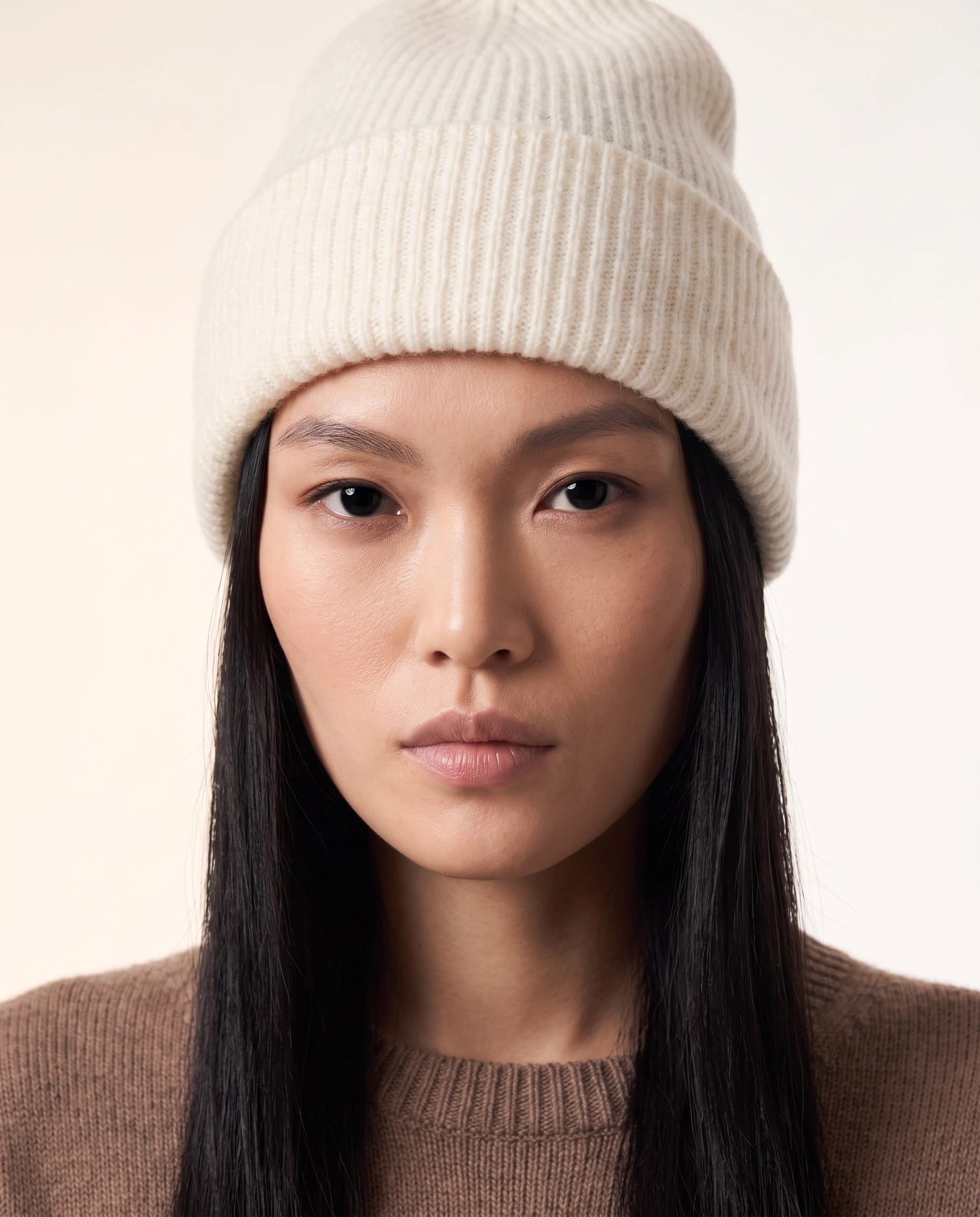 CZAPKA TYPU BEANIE Z KASZMIROWEJ PRZĘDZY W KEMOWYM  KOLORZE  4
